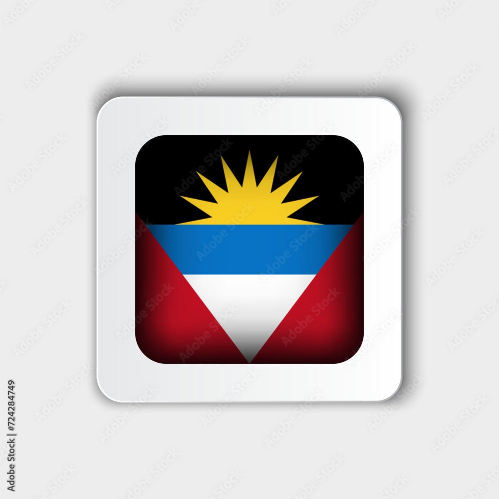 Fototapeta premium Antigua and Barbuda Flag Button Flat Design