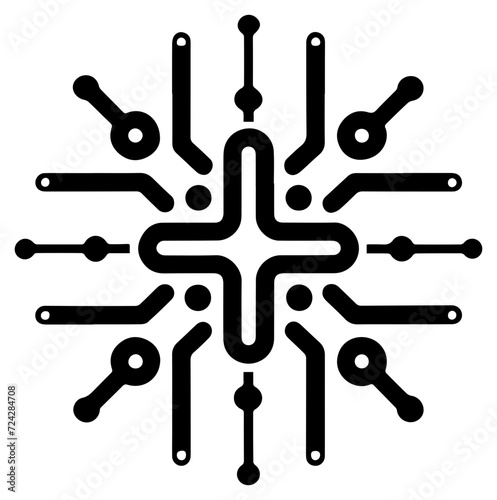Cyber technology rhombus icon vector logo