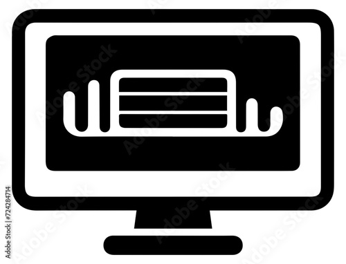 Laptop with interface on screen vector icon