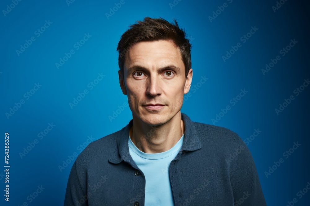 young casual man portrait, studio shot over blue background, lifestyle people concept young casual man portrait, studio shot over blue background, lifestyle people concept