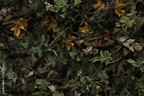 leafy forest bush camo background wall texture pattern seamless wallpaper © Aldis