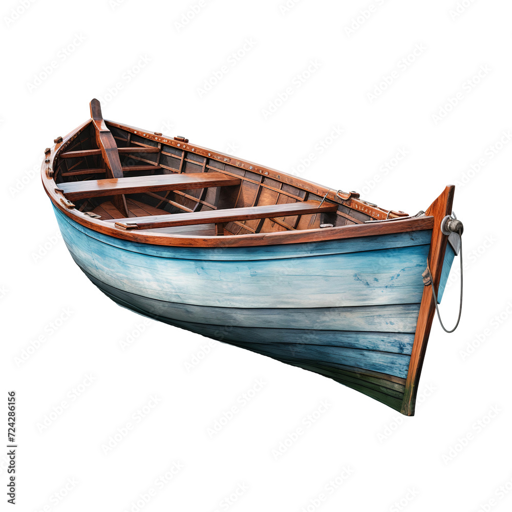 Old wooden boat isolated on transparent background