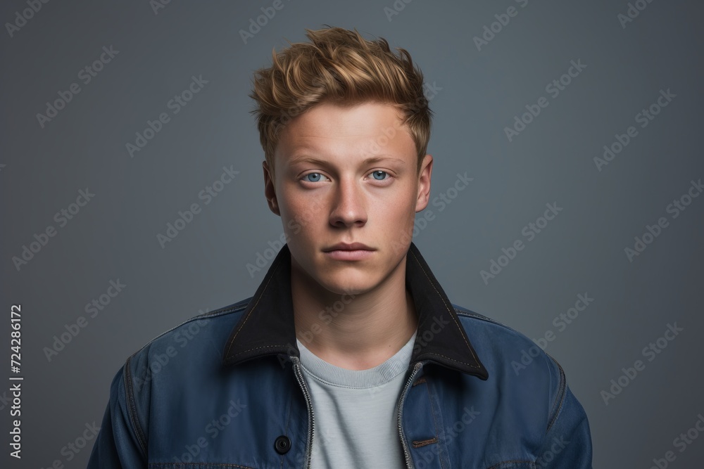 Portrait of a handsome young man with blond hair. Studio shot. Portrait of a handsome young man with blond hair. Studio shot.