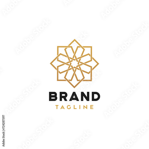 Luxury Geometric Moroccan Islamic Mosaic Zellige Logo Icon Design Symbol Template Flat Style Vector