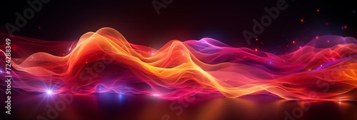 Dynamic particle big data visualization in abstract space background, customizable copy space image