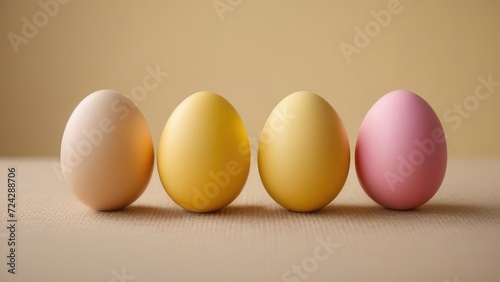 Multi-colored eggs on a yellow background.Happy Easter concept