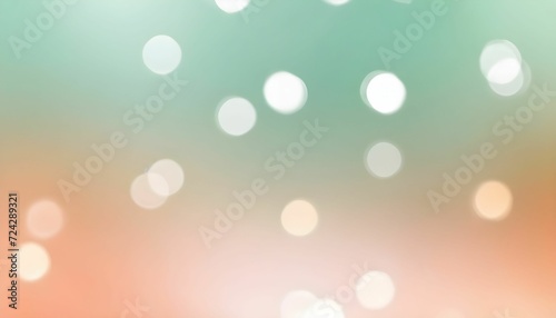 Abstract blur bokeh background. Blurred mint green, peach orange and white silver colors bokeh background created with generative ai