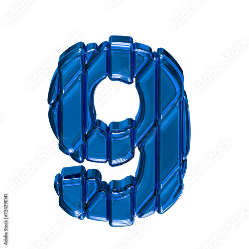 Blue symbol in a frame. number 9