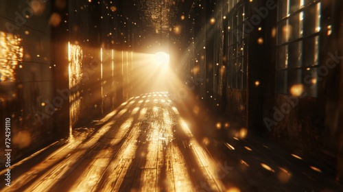 Illuminated Hallway With Light Streaming Out Generative AI