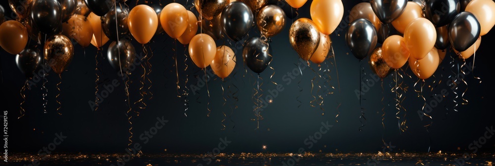 Naklejka premium Colorful Balloons Floating in the Air at a Celebration Generative AI