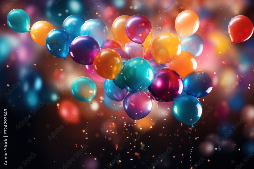Colorful Balloons Floating in the Air at a Birthday Celebration Generative AI Colorful Balloons Floating in the Air at a Birthday Celebration Generative AI