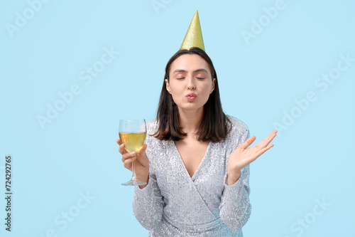 Young woman in sequin dress...