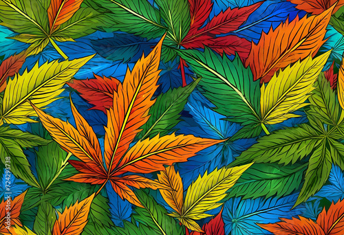 cannabis leaves background - AI