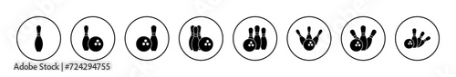 Bowling icon vector. bowling ball and pin sign and symbol.