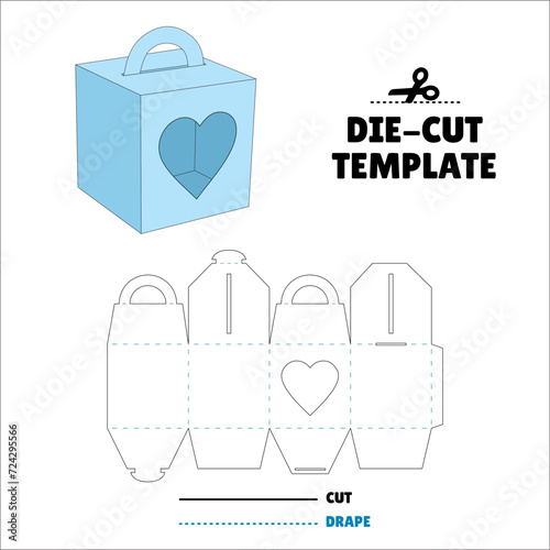 Box With Flip Lid Packaging Die Cut Template Design. 3D Mock Up. - Template Caixa de embalagem die corte modelo design. Heart - coração - coracao