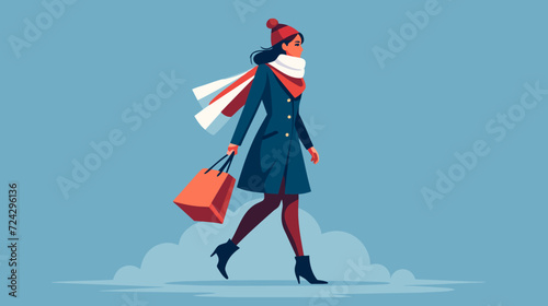 Stylish Woman Shopping on a Winter Day