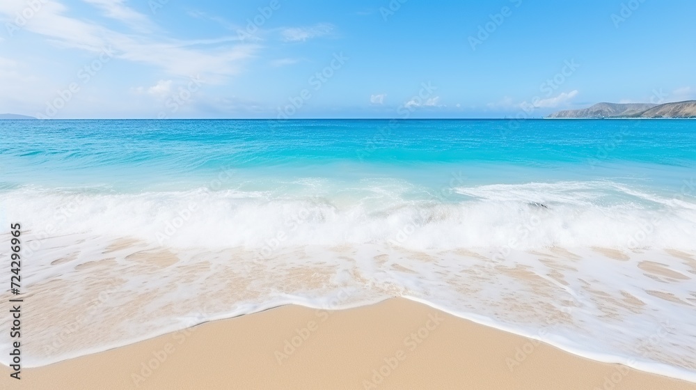 sea Waves on the beach clear sky background. Generative AI