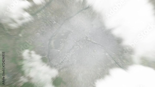 Earth zoom in from space to Paris, France. Followed by zoom out through clouds and atmosphere into space. Satellite view. Travel intro. Images from NASA