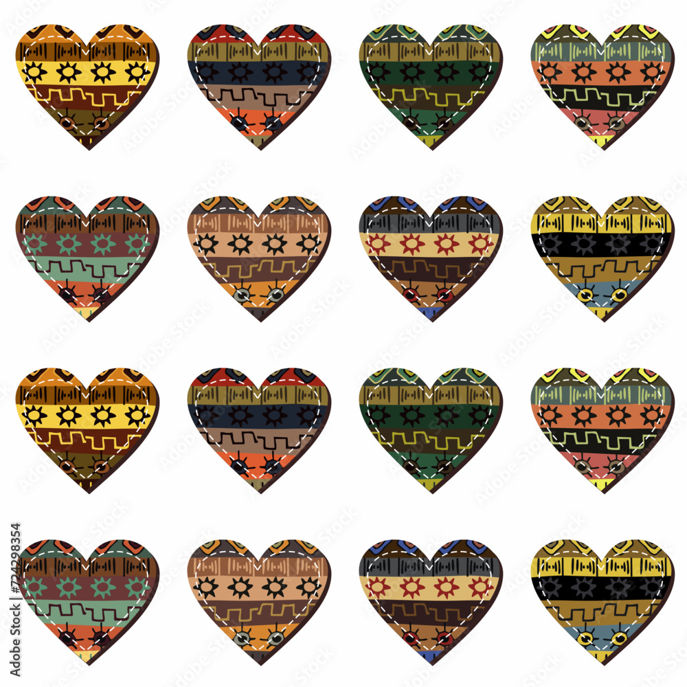 scrapbook hearts on white background	