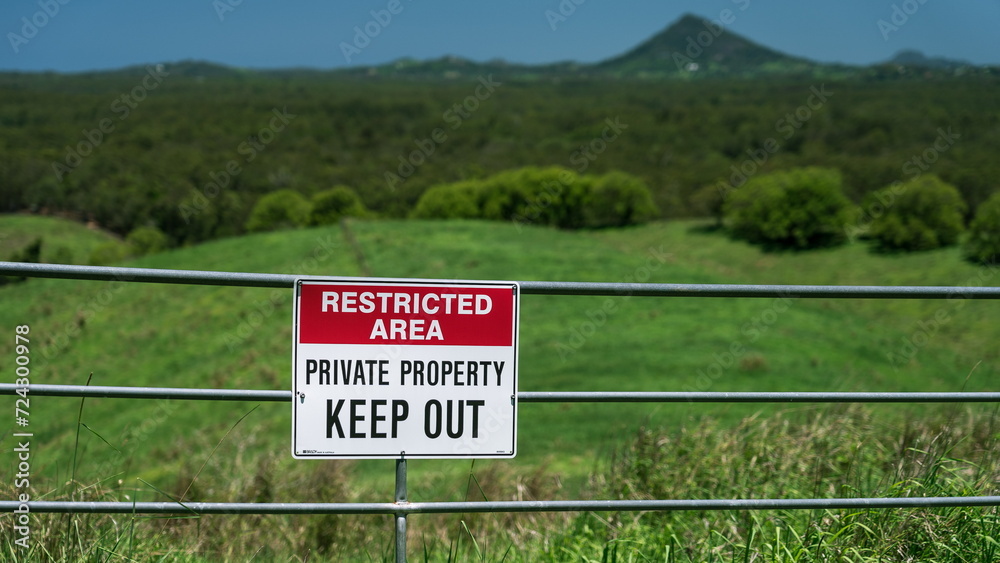 Fototapeta premium Restricted area, private property, keep out sign
