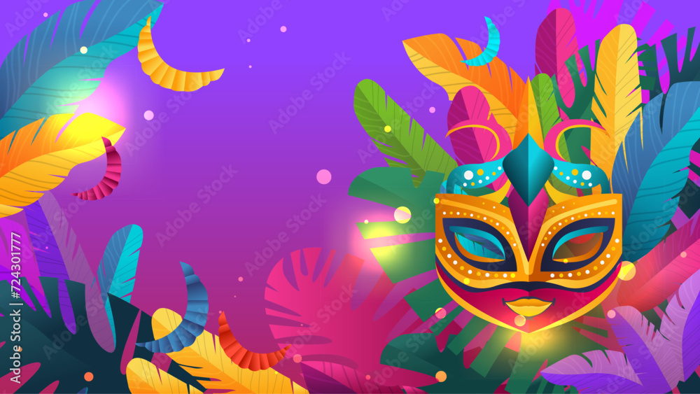 Fototapeta premium colorful masks brazilian festival holiday celebration greeting invitation postcard culture and tradition carnival party concept