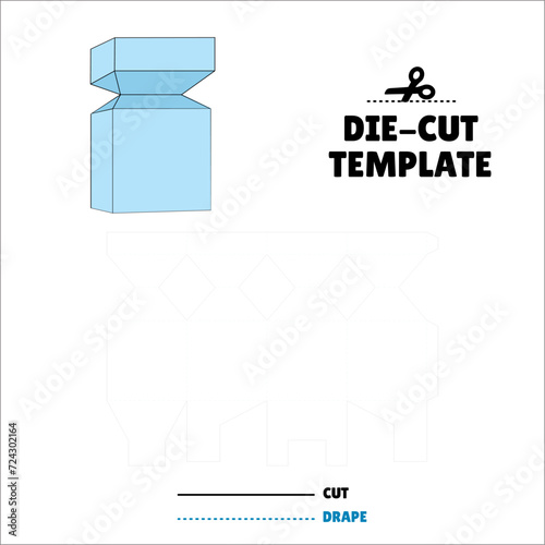 Box With Flip Lid Packaging Die Cut Template Design. 3D Mock Up. - Template Caixa de embalagem die corte modelo design. Scalloped Vertical Candy Box - Sweet - Doce