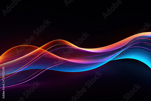 Abstract Colorful Waves on Black Background © KirKam