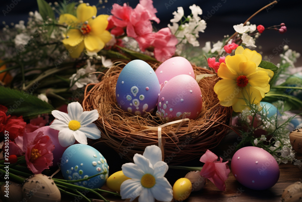funny Easter bunny with eggs 3d art Happy Easter Day, Easter Eggs 3D Illustration, Easter Bunny Banner Easter happy background egg banner card holiday spring pattern rabbit Generative Ai funny Easter bunny with eggs 3d art Happy Easter Day, Easter Eggs 3D Illustration, Easter Bunny Banner Easter happy background egg banner card holiday spring pattern rabbit Generative Ai