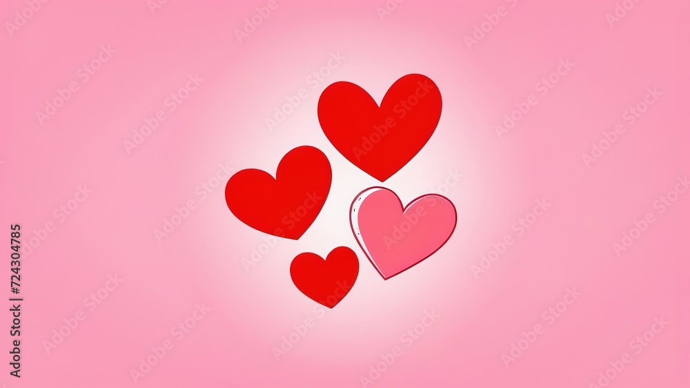 Abstract background of red and pink hearts