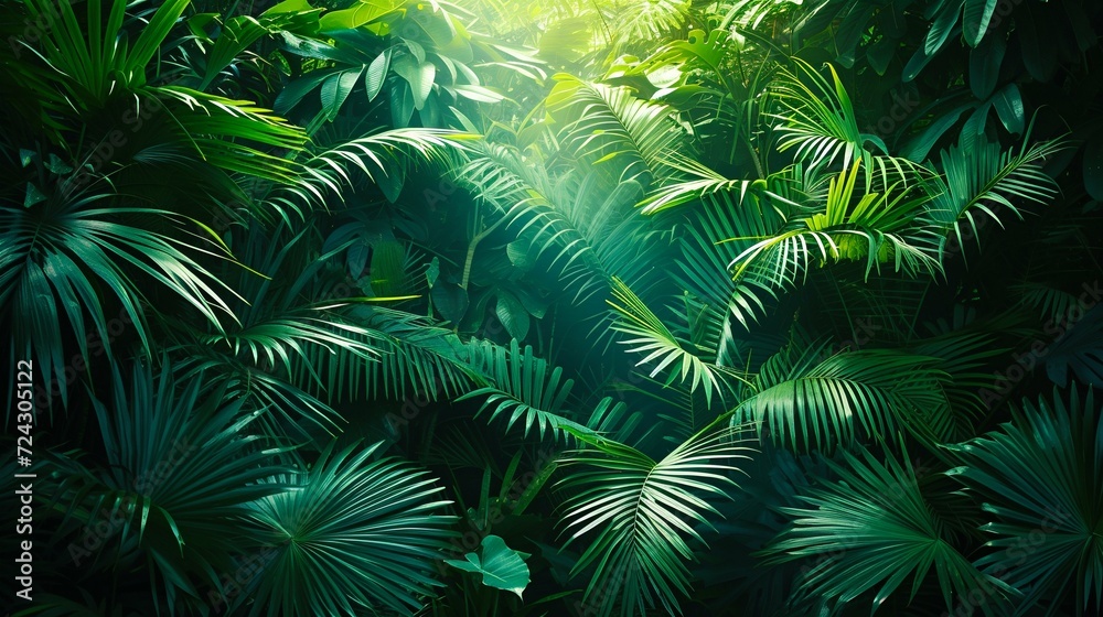 Fototapeta premium Tropical Rainforest Foliage. Generative ai