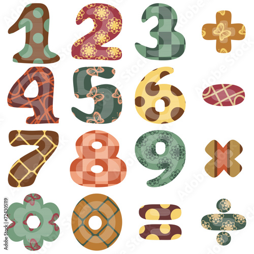 scrapbook numbers and signs on white background art decor design photo