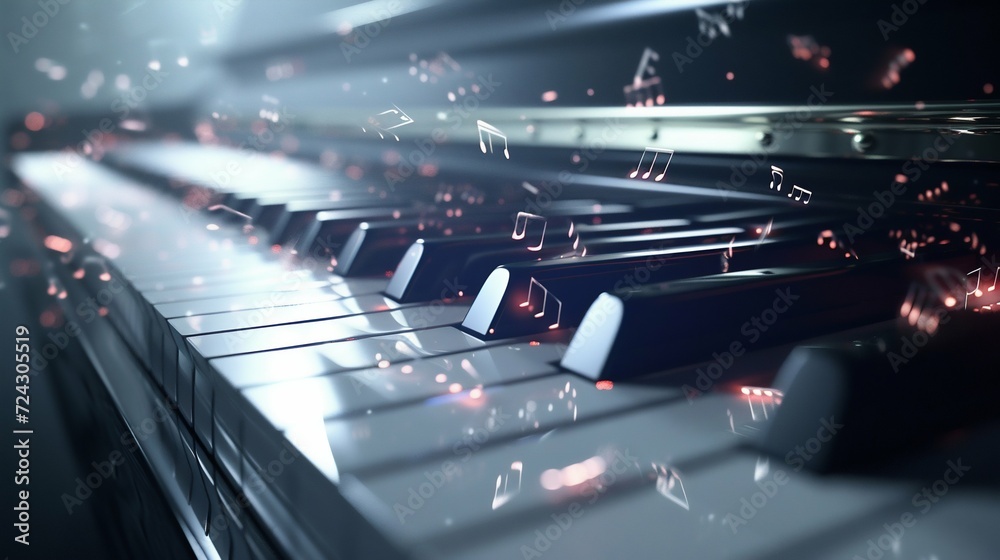 Melodic Elegance: Piano Keys and Music Notes. Generative ai Melodic Elegance: Piano Keys and Music Notes. Generative ai