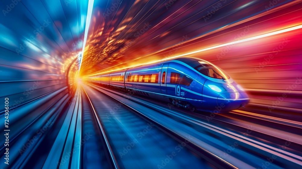 High-Speed Train Racing Through a Tunnel. Generative ai High-Speed Train Racing Through a Tunnel. Generative ai