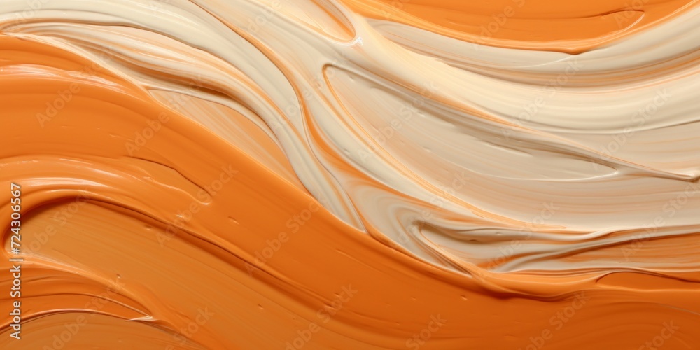 Rich, creamy swirls of orange and white paint creating an abstract, mesmerizing texture with a sense of movement. Rich, creamy swirls of orange and white paint creating an abstract, mesmerizing texture with a sense of movement.