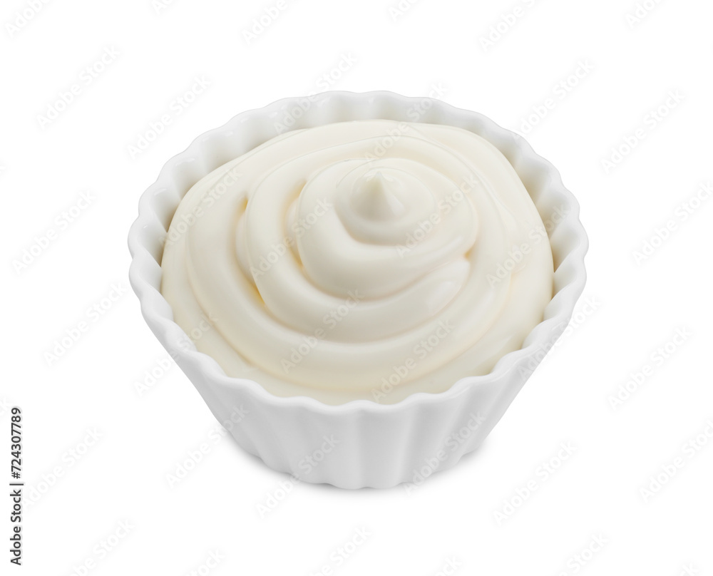 Fresh mayonnaise sauce in bowl isolated on white Fresh mayonnaise sauce in bowl isolated on white