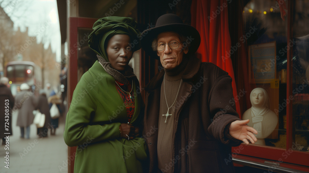 Bohemian black couple shopping in New York City