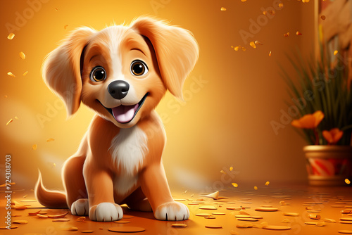 Cute dog smiling digital illustration for poster design and international dog day event
