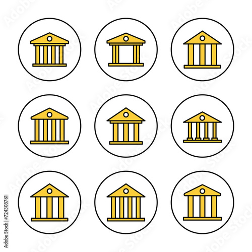 Bank icon set vector. Bank sign and symbol, museum, university