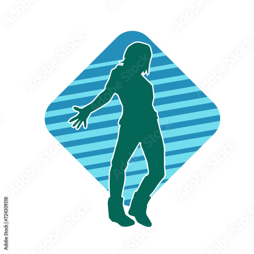 Silhouette of a male dancer in performing pose. Silhouette of a dancing man.