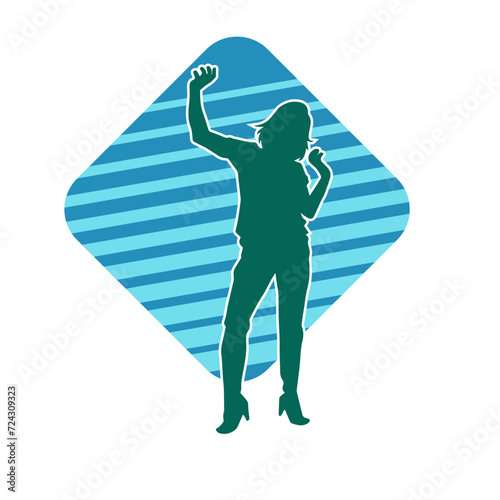 Silhouette of a male dancer in performing pose. Silhouette of a dancing man.