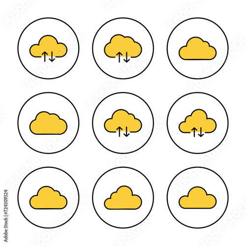 Cloud icon set vector. cloud sign and symbol