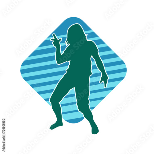 Silhouette of a male dancer in performing pose. Silhouette of a dancing man.