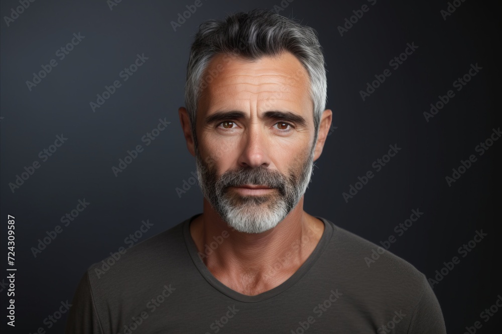 Portrait of a handsome mature man with grey hair and beard. Portrait of a handsome mature man with grey hair and beard.