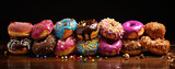 Assorted Sweet Treats: Colourful Doughnut Delights on a Glazed Table