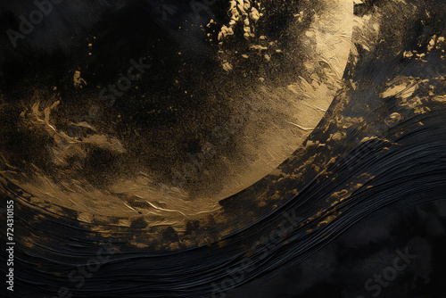 Luxury background material in gold and black Japanese style, Generative AI