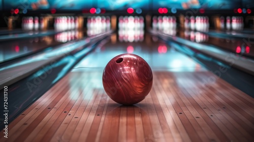 Bowling Ball on Bowling Alley Line