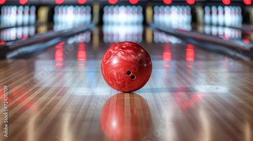 Bowling Ball on Bowling Alley Line