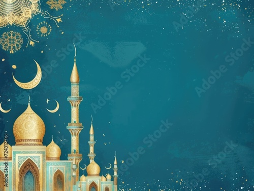 Islamic watercolor background mockup Muslim mosque ramadhan mubarak