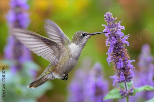 a_hummingbird_flying_in_to_the_purple_flower