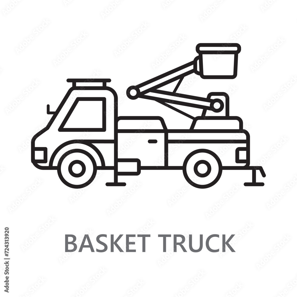 Basket Truck icon. line vector icon on white background. high quality design element. editable linear style stroke. vector icon. 